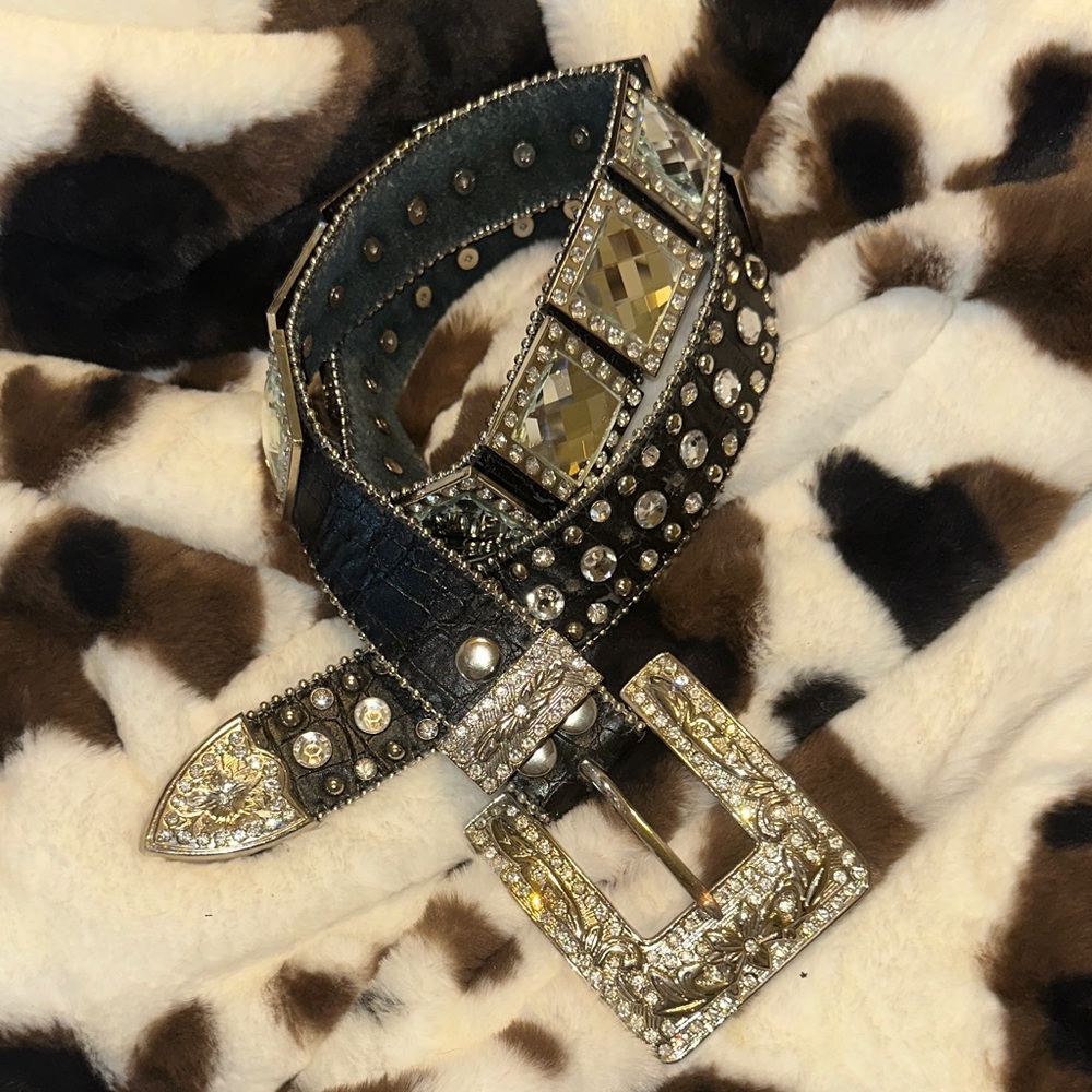 Studded Black and Silver Cowgirl Women's Belt